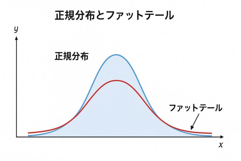 正規分布とファットテールの図解
